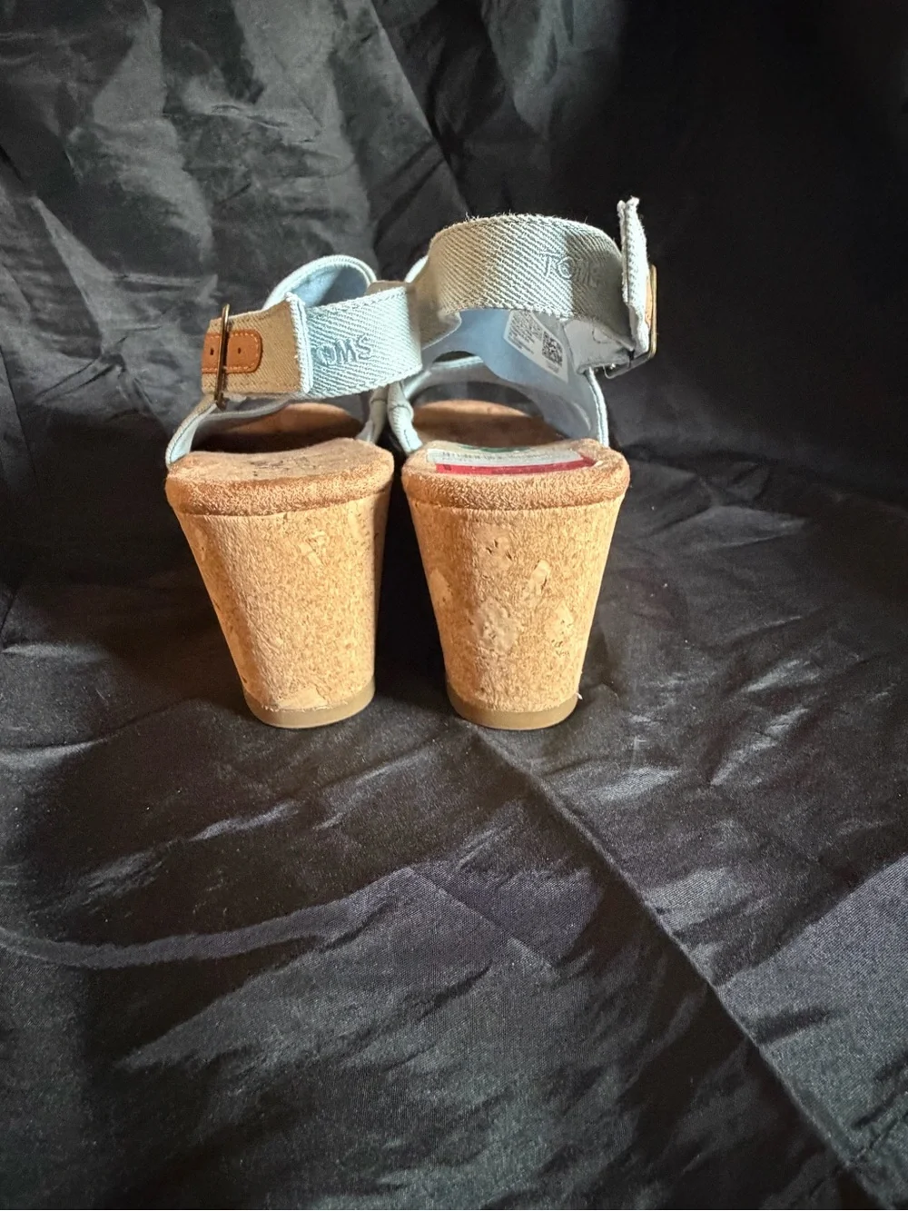 Toms Light Blue Cross-Strap Cork Wedge Sandals - Women